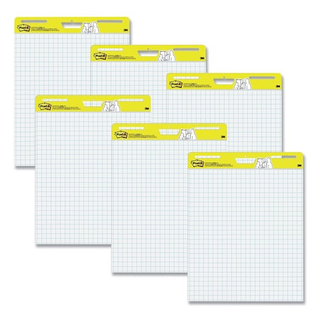Post-It Easel Pads Super Sticky Vertical-Orientation Self-Stick Easel Pads, Quadrille Rule (1 sq/in), 30 White 25 x 30 Sheets, 6PK 560 VAD 6PK